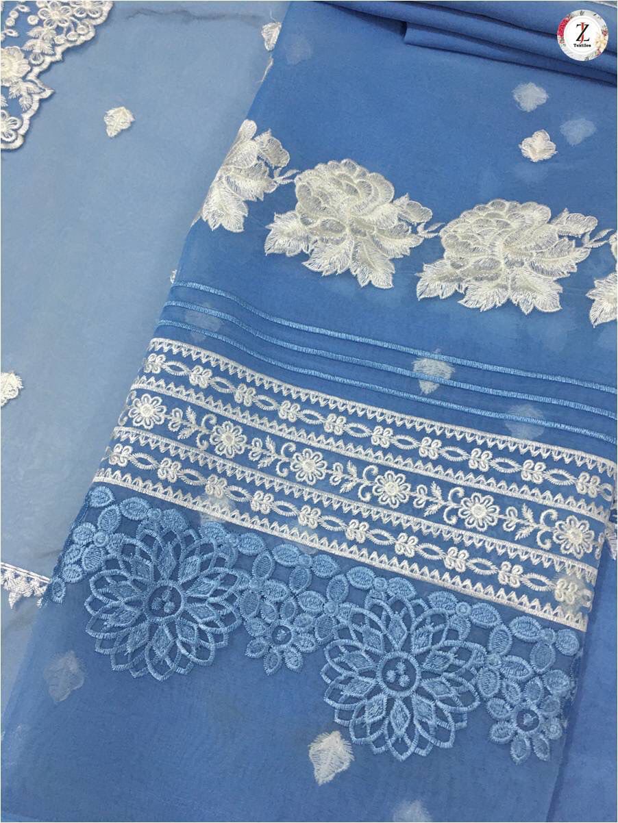 Azurr Organza 3PC Unstitched – Pure Elegance