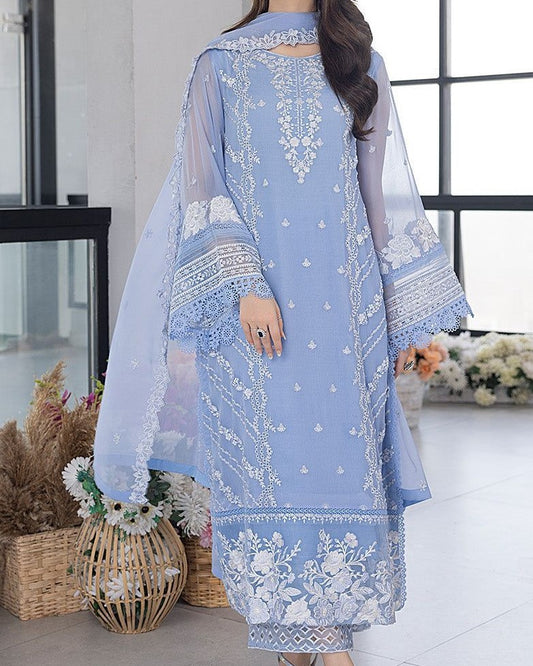 Azurr Organza 3PC Unstitched – Pure Elegance
