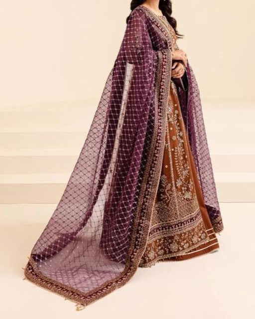 Luxury Embroidered Net Frock 3PC Unstitched – Premium Festive Edition