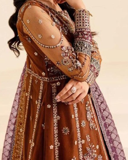 Luxury Embroidered Net Frock 3PC Unstitched – Premium Festive Edition