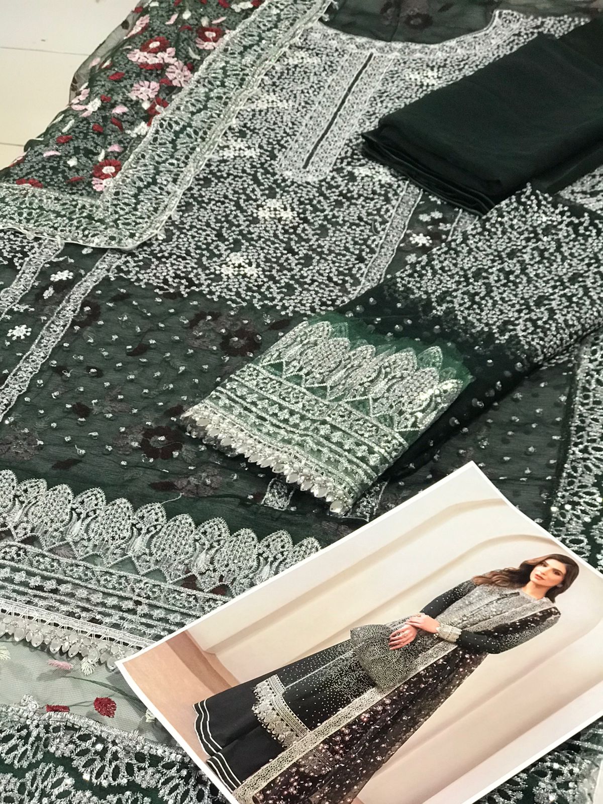 Elegant Embroidered Net 3-Piece Suit – Wedding Formals Collection