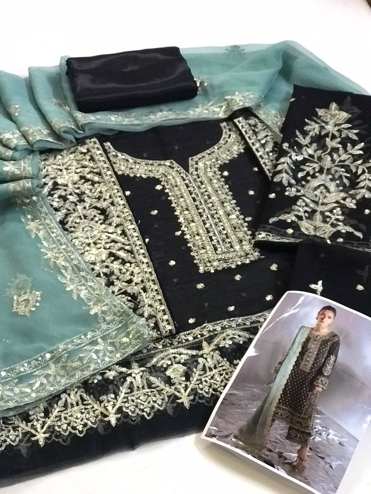 Embroidered Chiffon – Unstitched 3 Piece Wedding Set