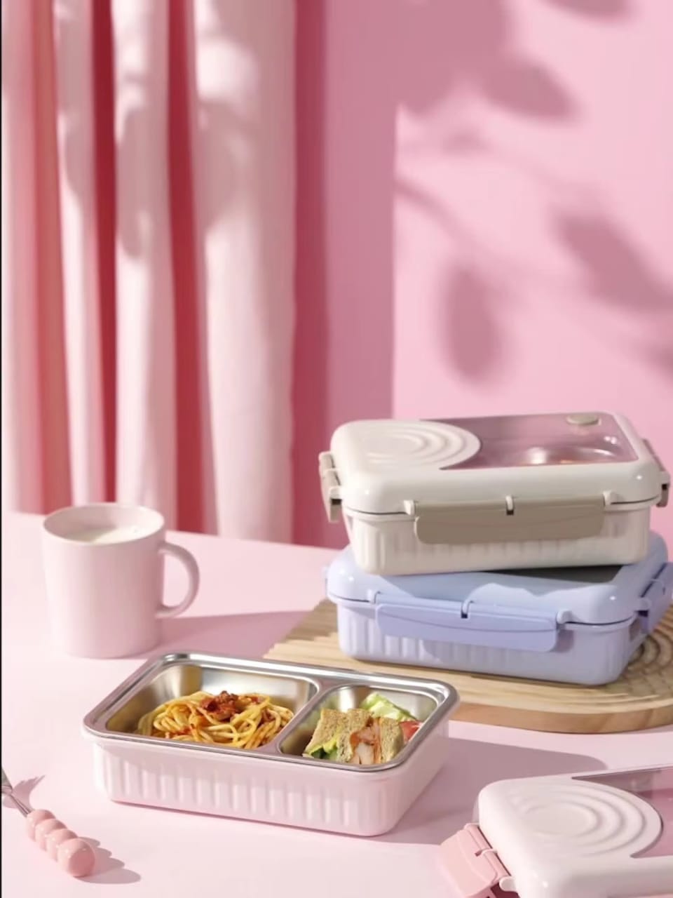 Double Delight Stainless Steel Lunch Box