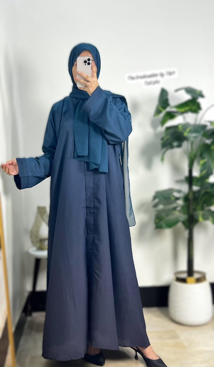 Tie & Dye Front Open Abaya with Scarf