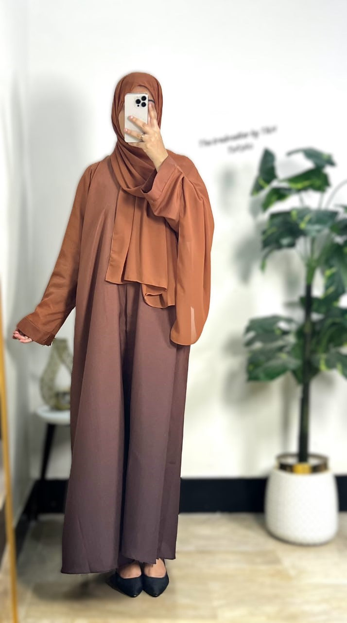 Tie & Dye Front Open Abaya with Scarf