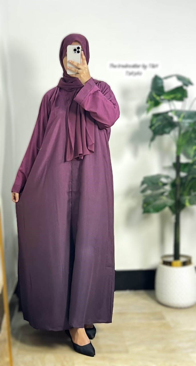 Tie & Dye Front Open Abaya with Scarf