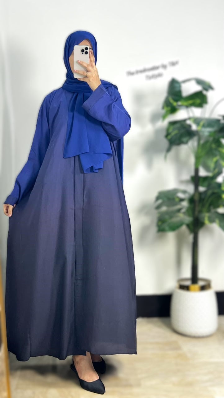 Tie & Dye Front Open Abaya with Scarf