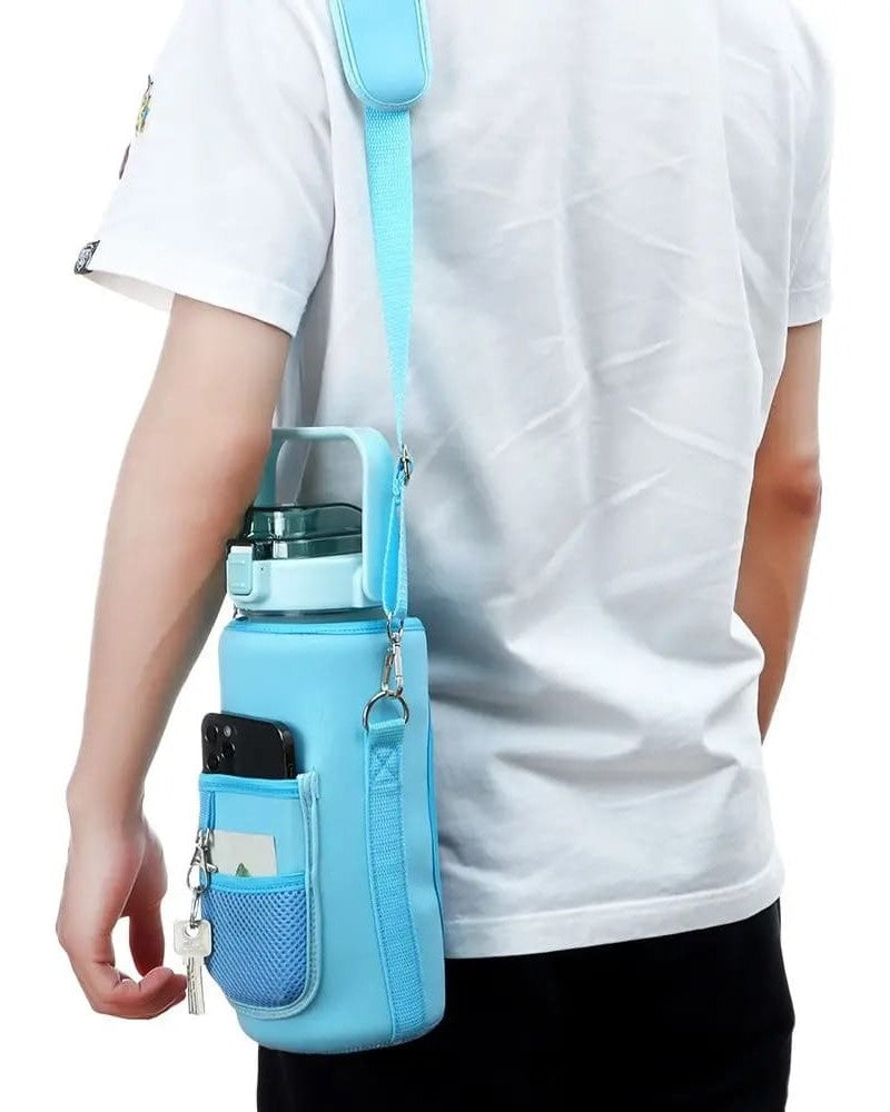 2L Large Capacity Water Bottle with Cover & Thermos Sleeve