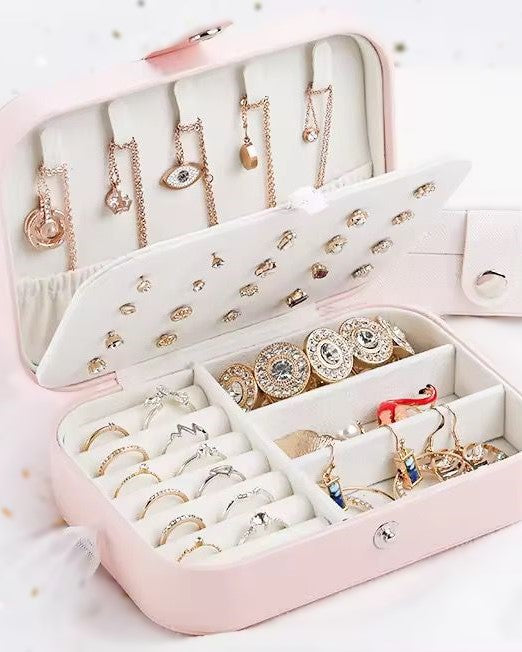 Three Layer Jewelry Storage Box PU Leather Travel Case for Women in Pakistan