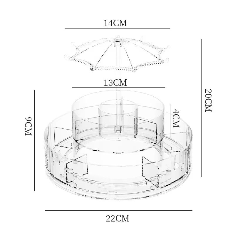 360 Rotating Cosmetics Storage Box Transparent Makeup Organizer in Pakistan