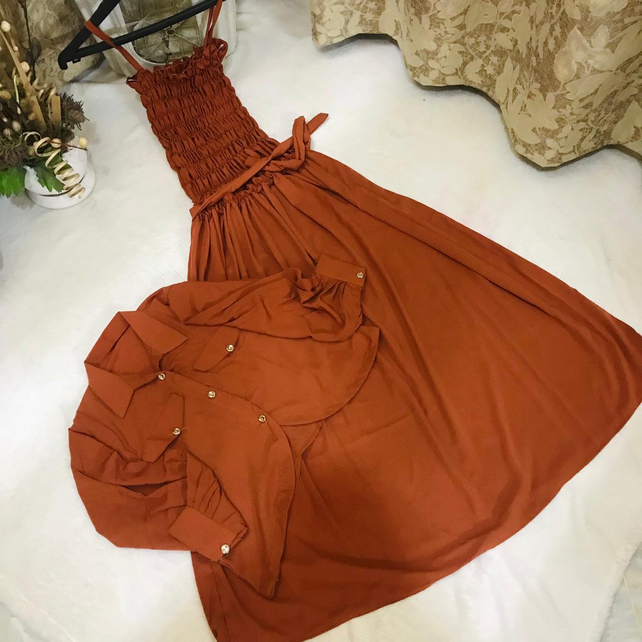 3 Piece Imported Smoke Maxi with Plain Georgette Koti – Elegant Women’s Outfit