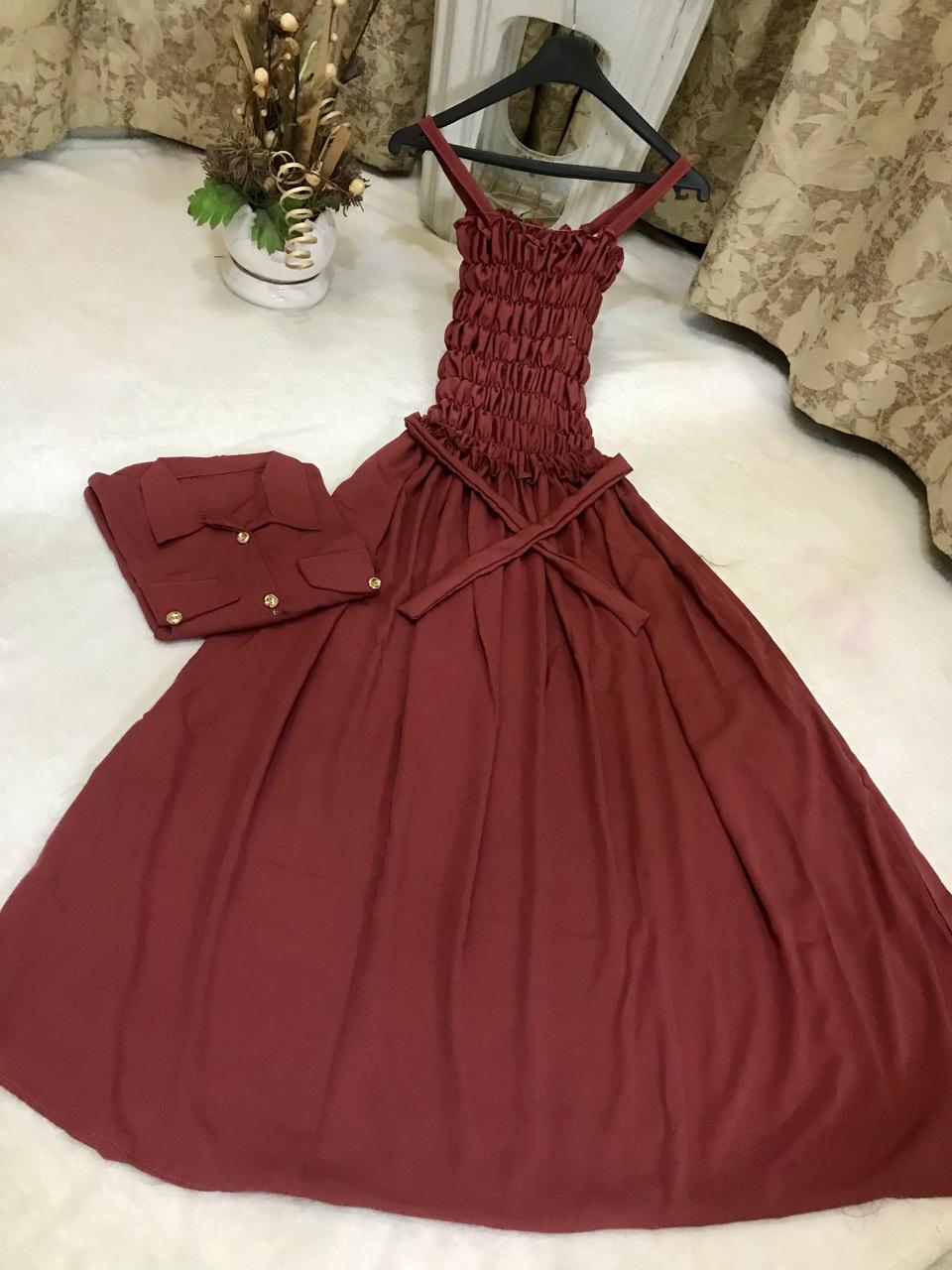 3 Piece Imported Smoke Maxi with Plain Georgette Koti – Elegant Women’s Outfit