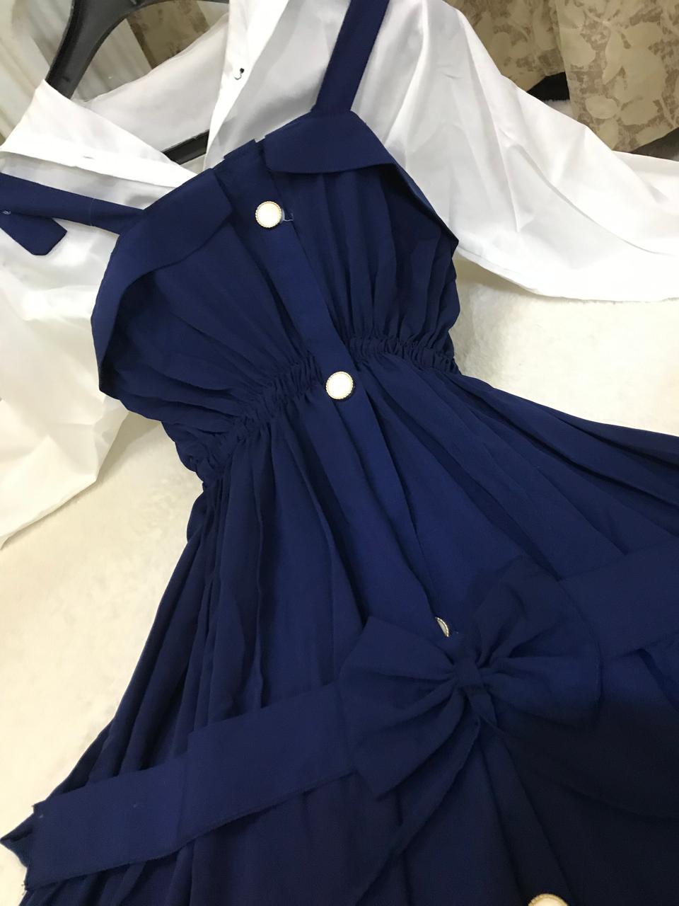 2Pc Imported Romper Maxi with Plain Front Open Shirt – Elegant Women’s Outfit