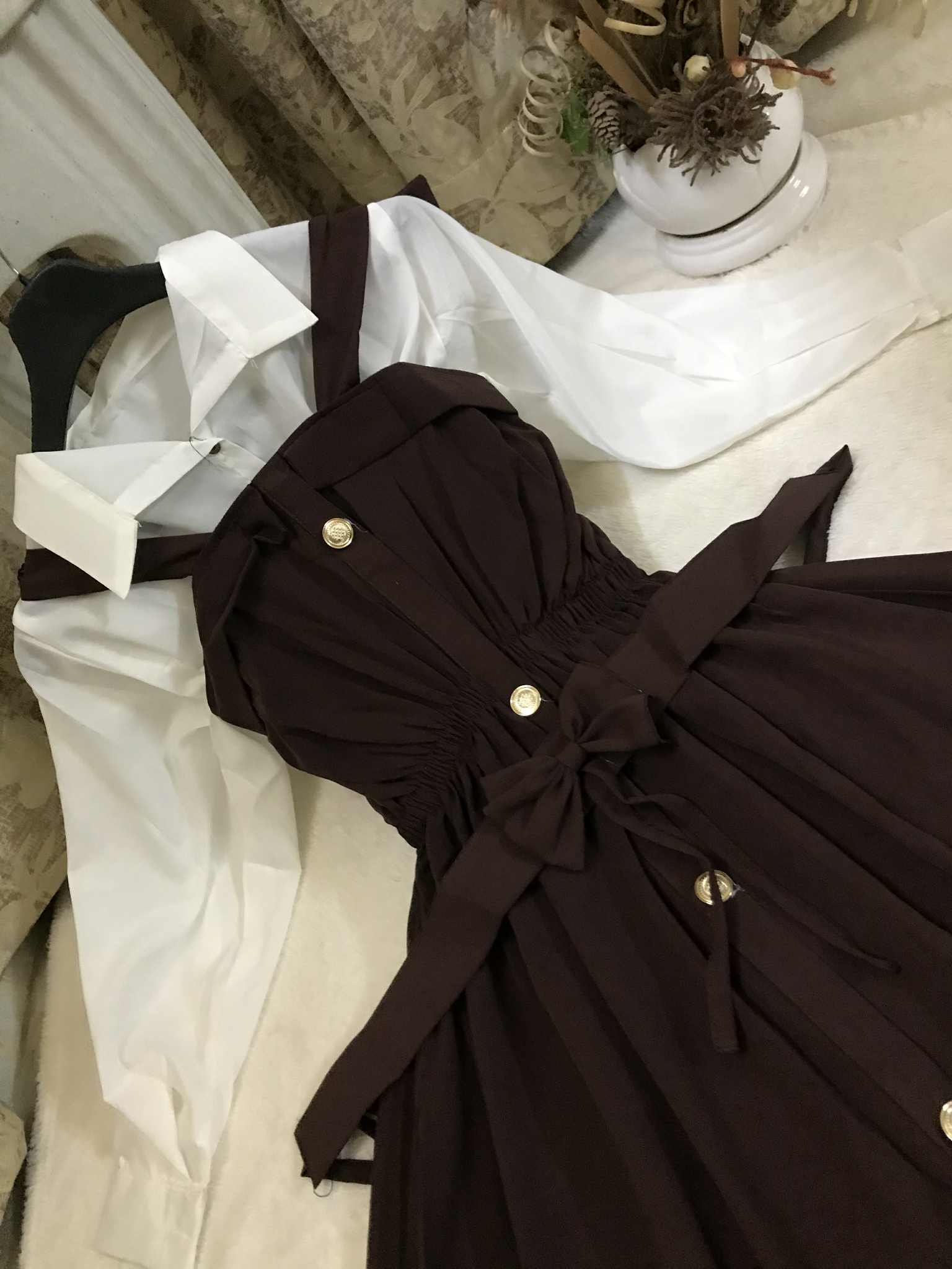 2Pc Imported Romper Maxi with Plain Front Open Shirt – Elegant Women’s Outfit