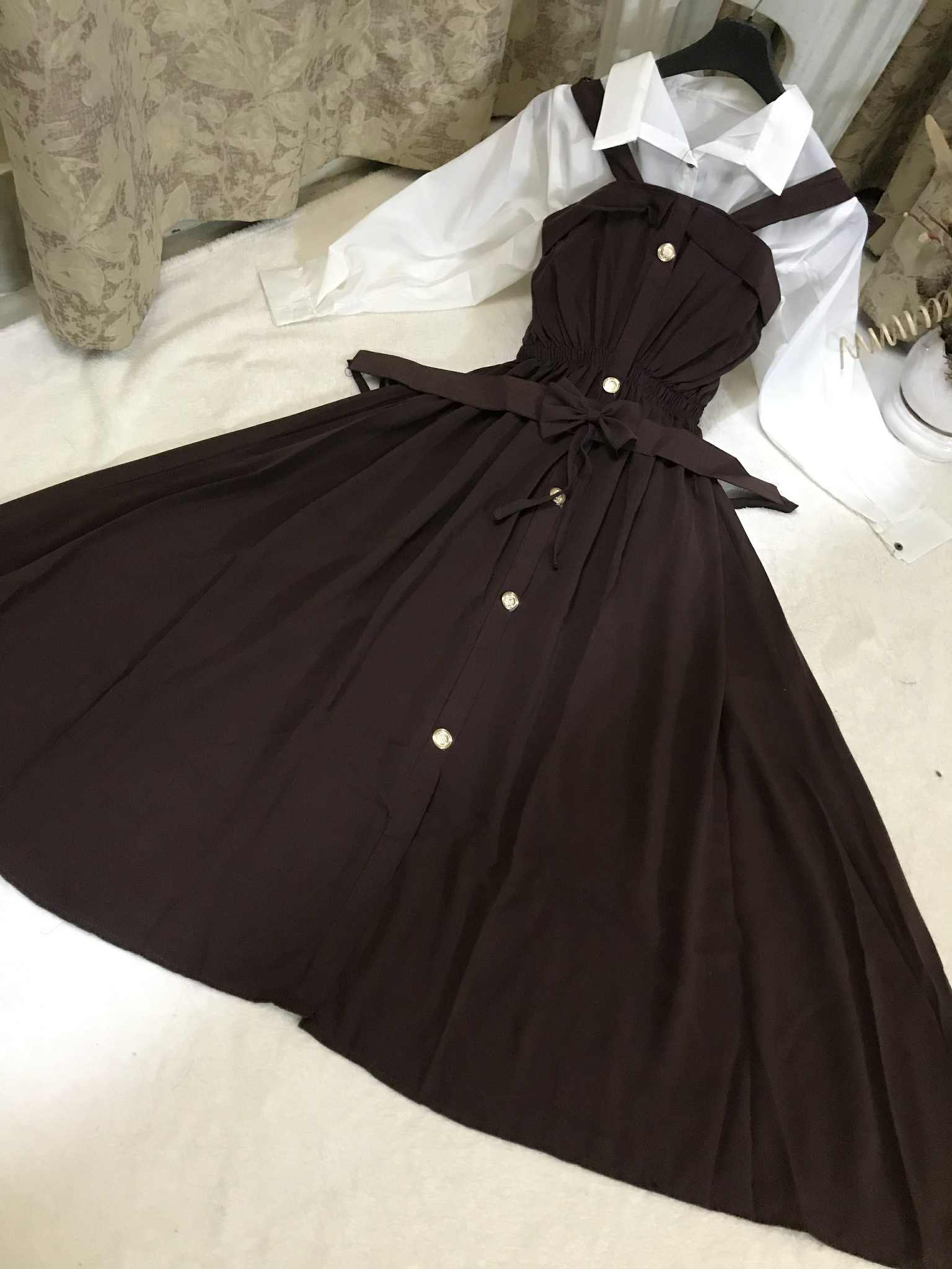 2Pc Imported Romper Maxi with Plain Front Open Shirt – Elegant Women’s Outfit