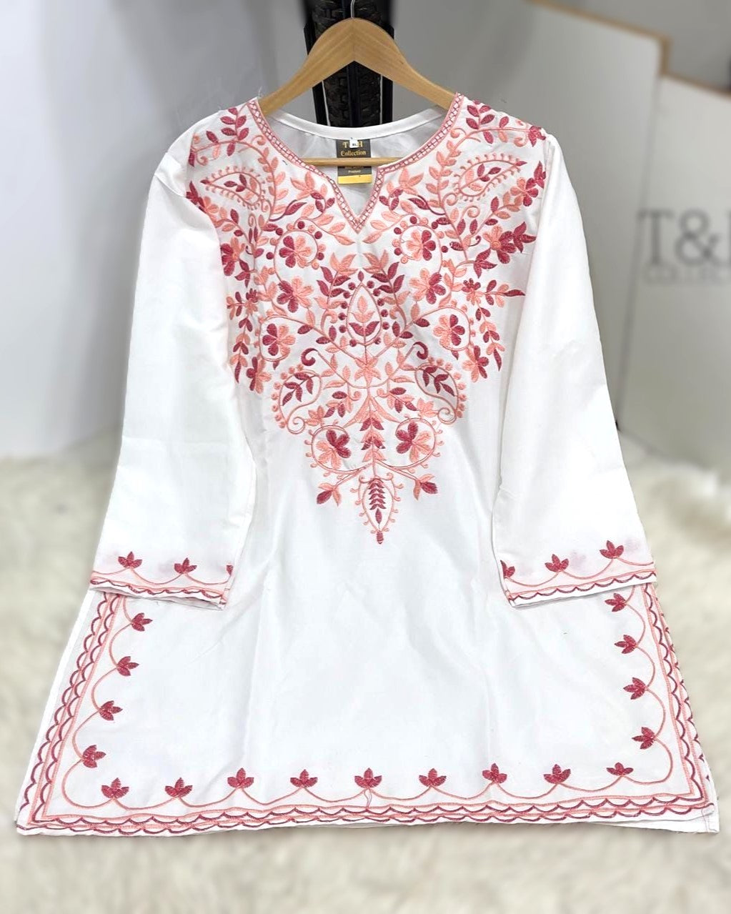 "Indian Embroidery Short Kurti for Women in Soft Cotton Fabric"