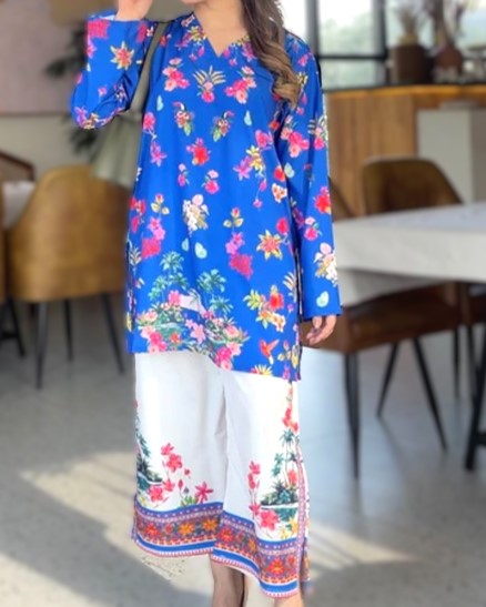 Premium grip fabric stitched 2 piece summer dress Pakistan