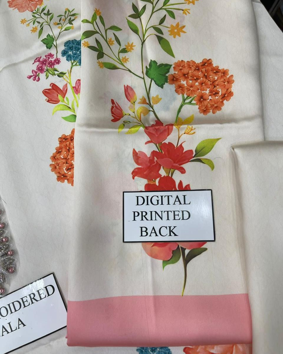 Luxury Silk 3 Piece Unstitched Suit – Heavy Embroidery & Digital Print