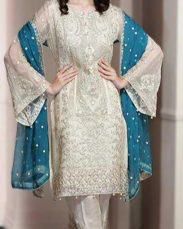 Luxury Chiffon Embroidered 3 Piece Suit