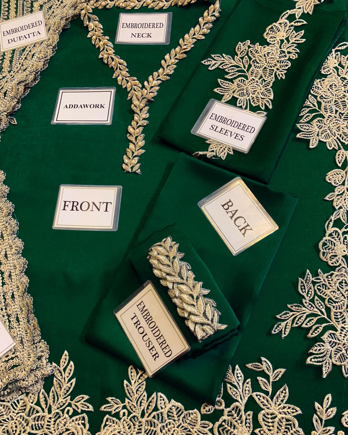 Luxury silk wedding wear 3 piece unstitched
Party wear silk suit with adda work
