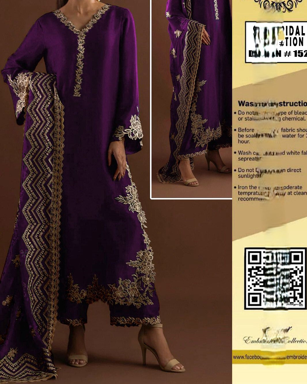 "Luxury shamooz silk and organza 3 piece embroidered unstitched suit"