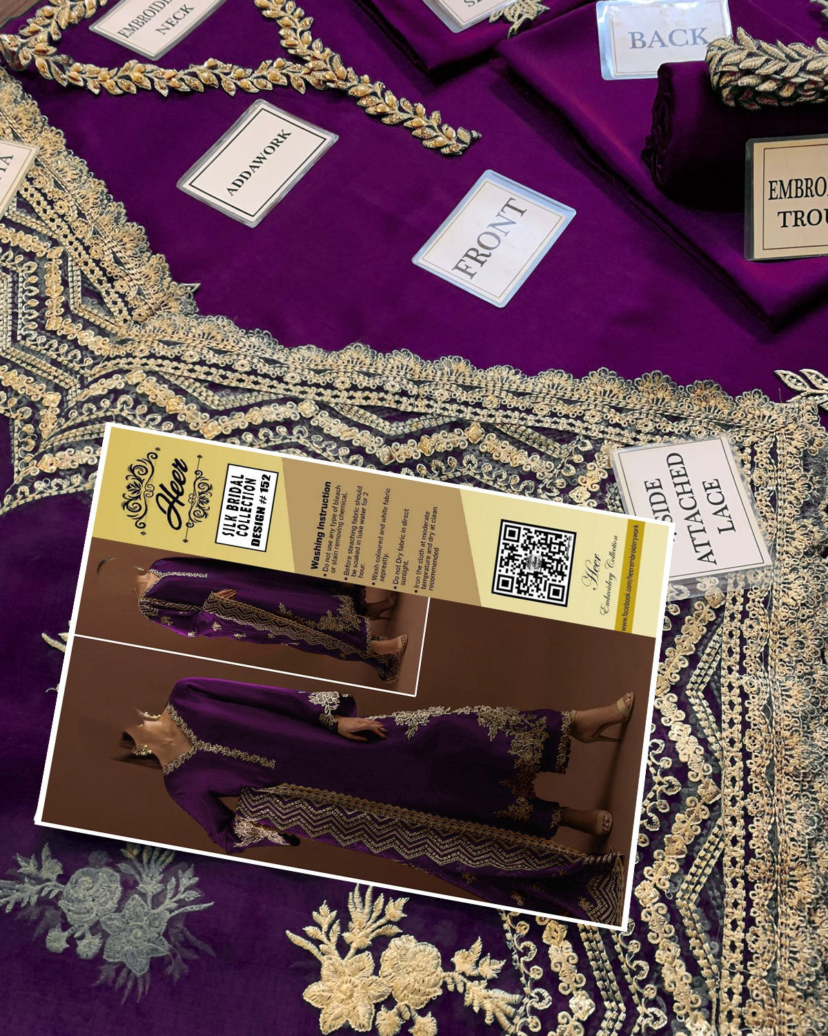 Luxury Shamooz Silk & Organza 3 Piece Unstitched Suit – Adda & Sequence Embroidery