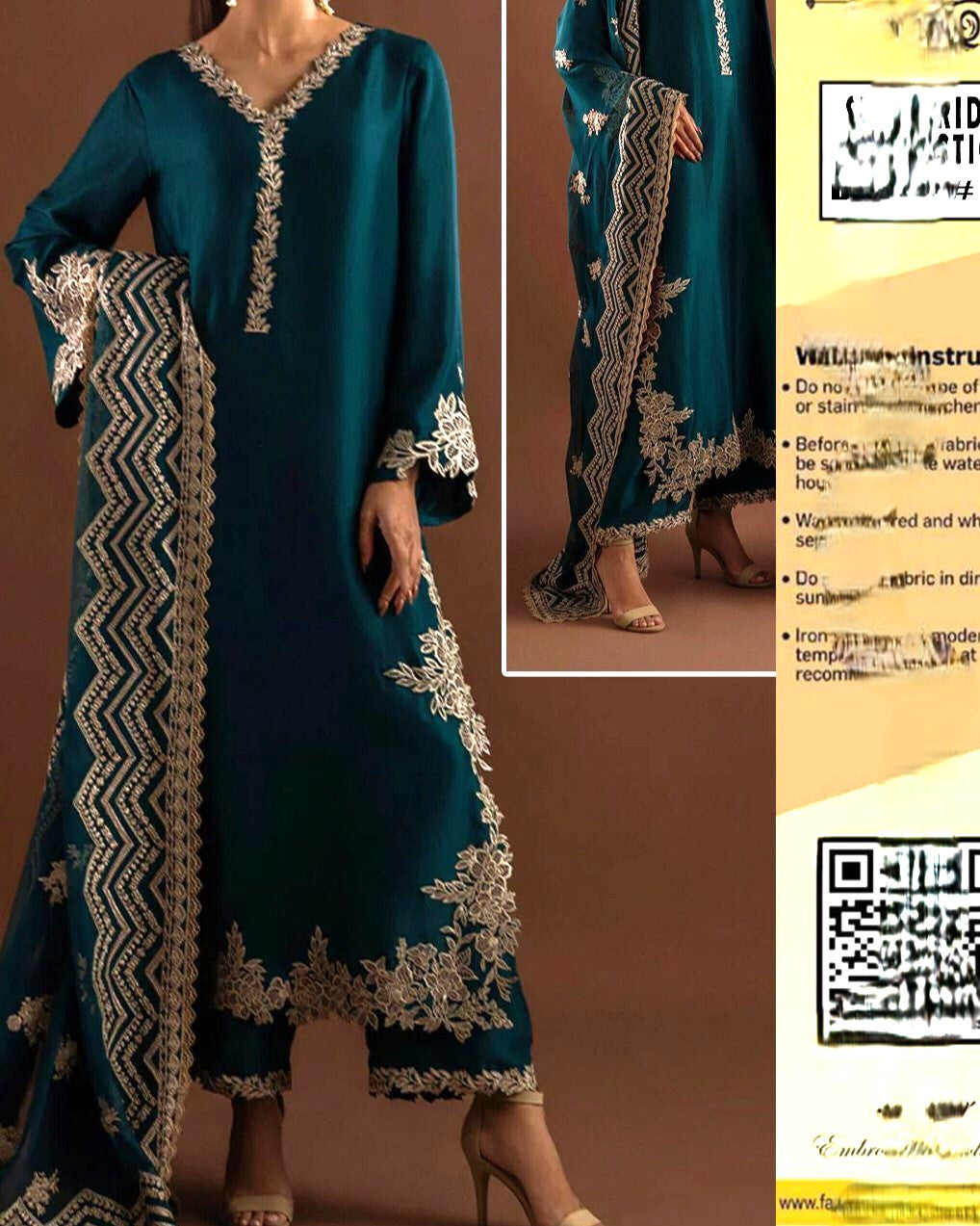 Heavily embroidered daman with chak embroidery border