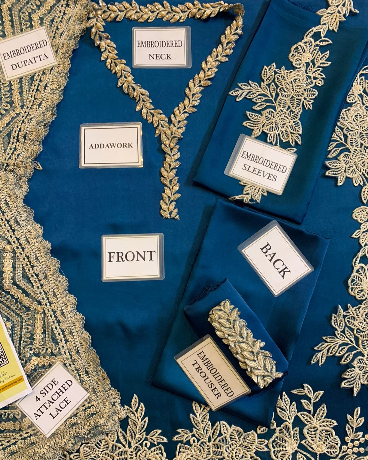 Heavily embroidered daman with chak embroidery border