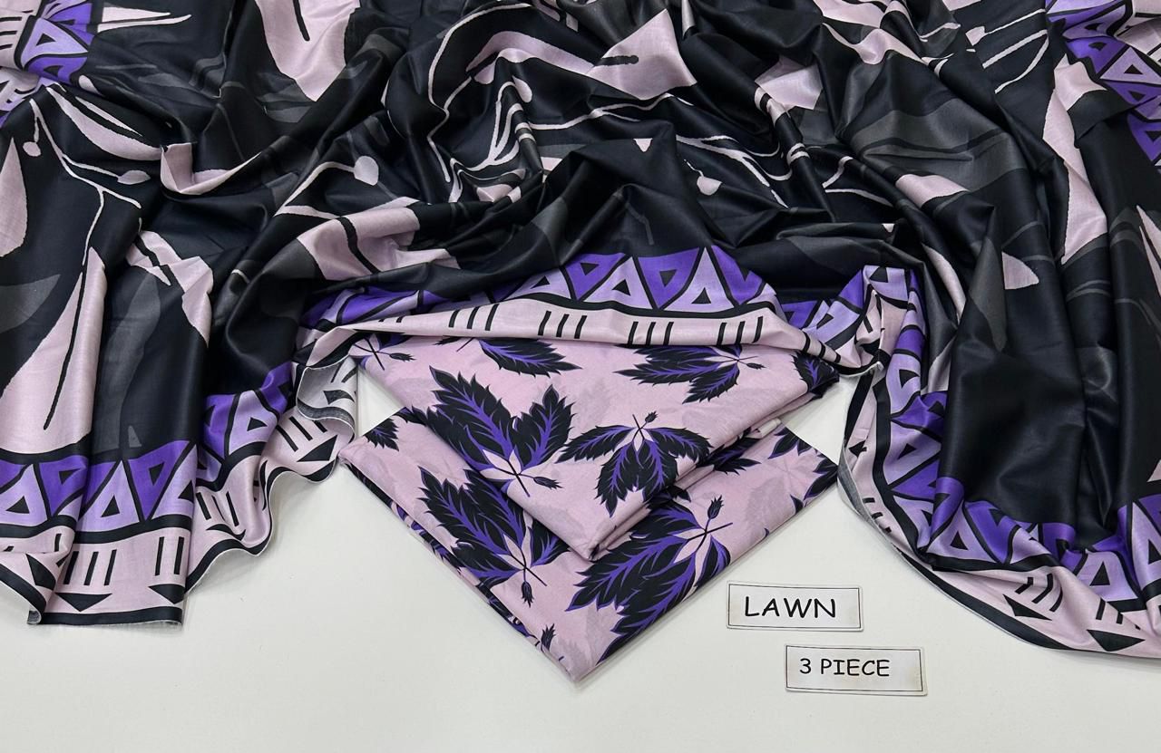 Printed Lawn 3-Piece Unstitched Suit with Digital Chiffon & Lawn Dupatta