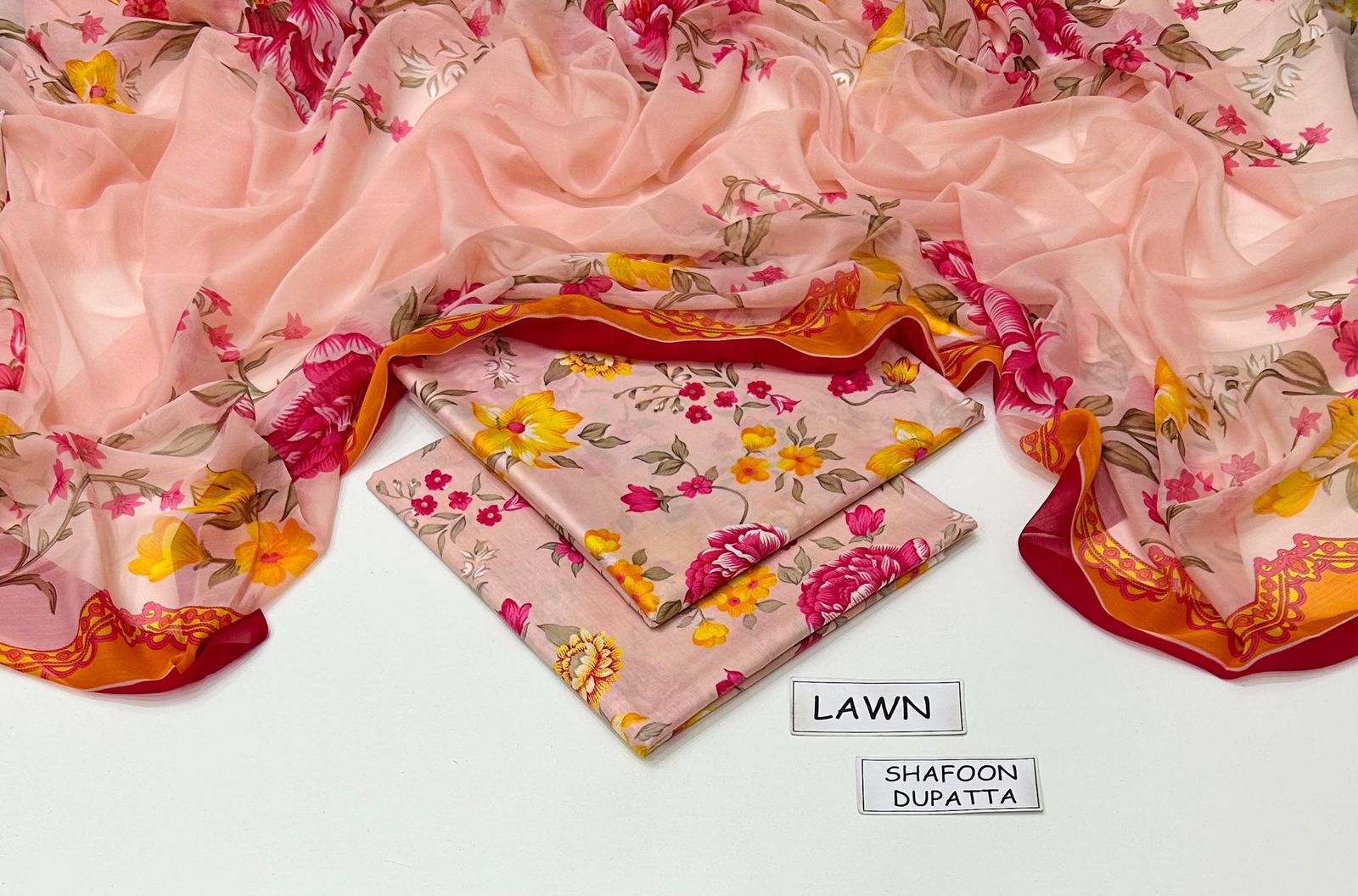 Printed Lawn 3-Piece Unstitched Suit with Digital Chiffon & Lawn Dupatta