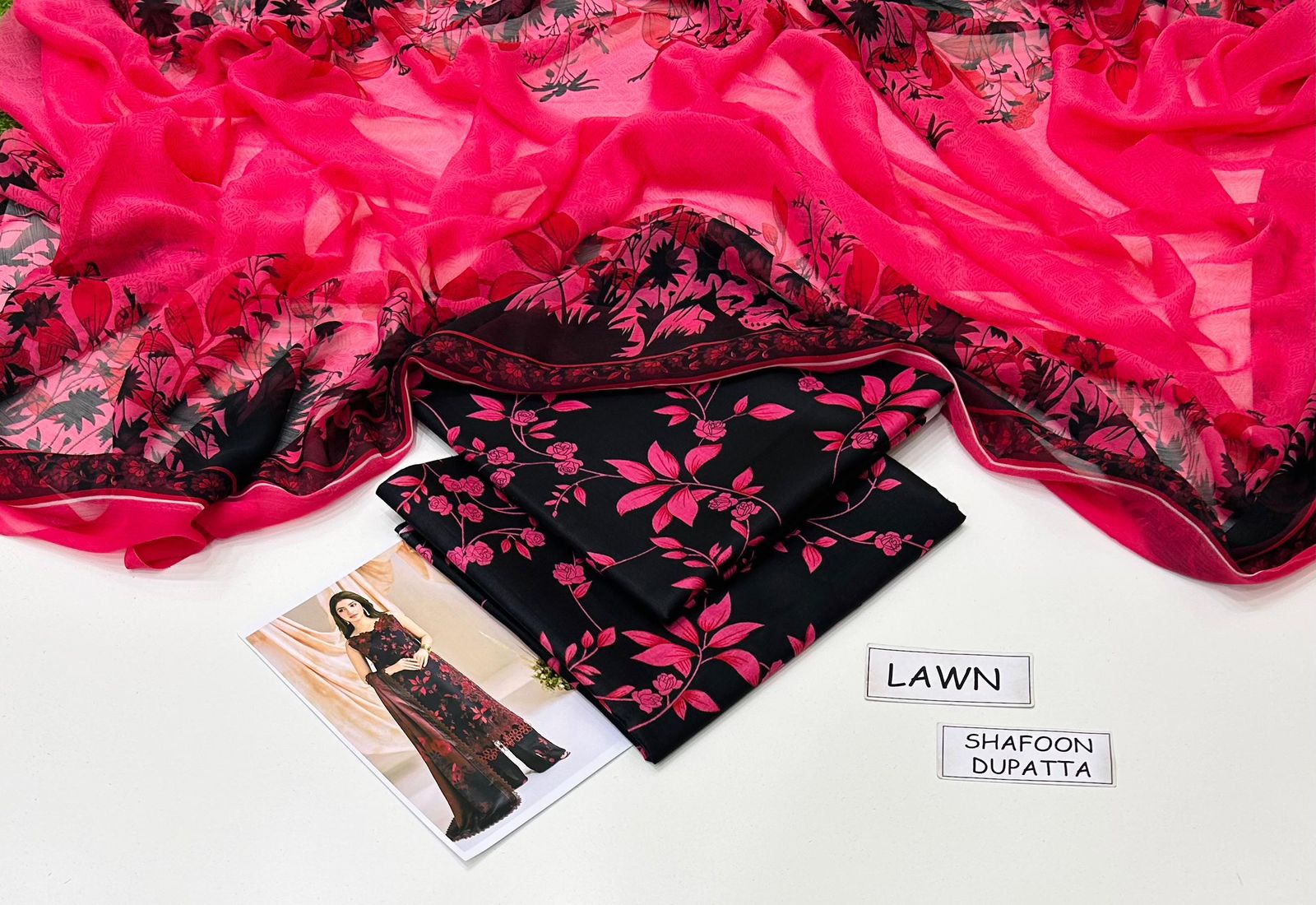 Printed Lawn 3-Piece Unstitched Suit with Digital Chiffon & Lawn Dupatta