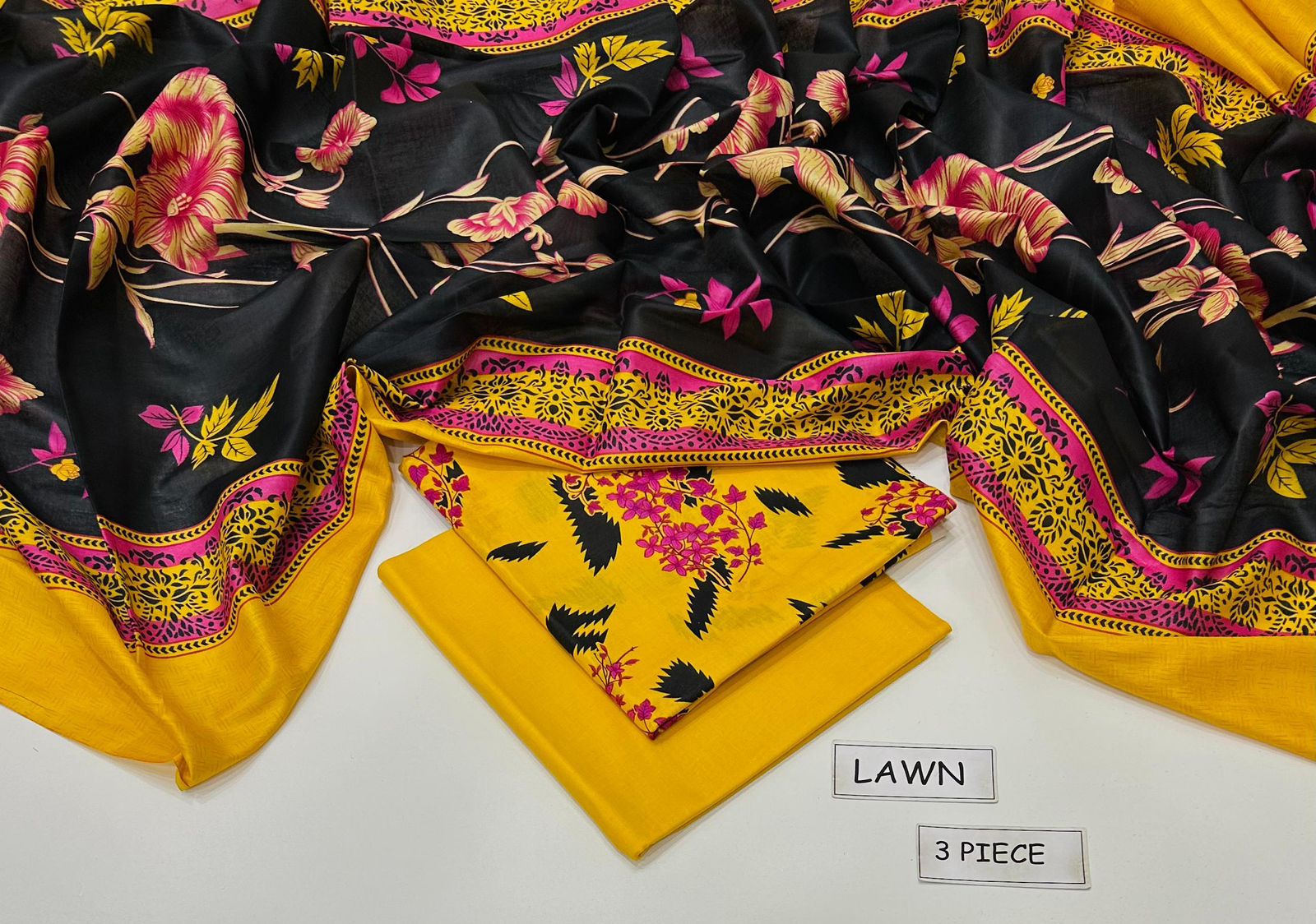 Printed Lawn 3-Piece Unstitched Suit with Digital Chiffon & Lawn Dupatta