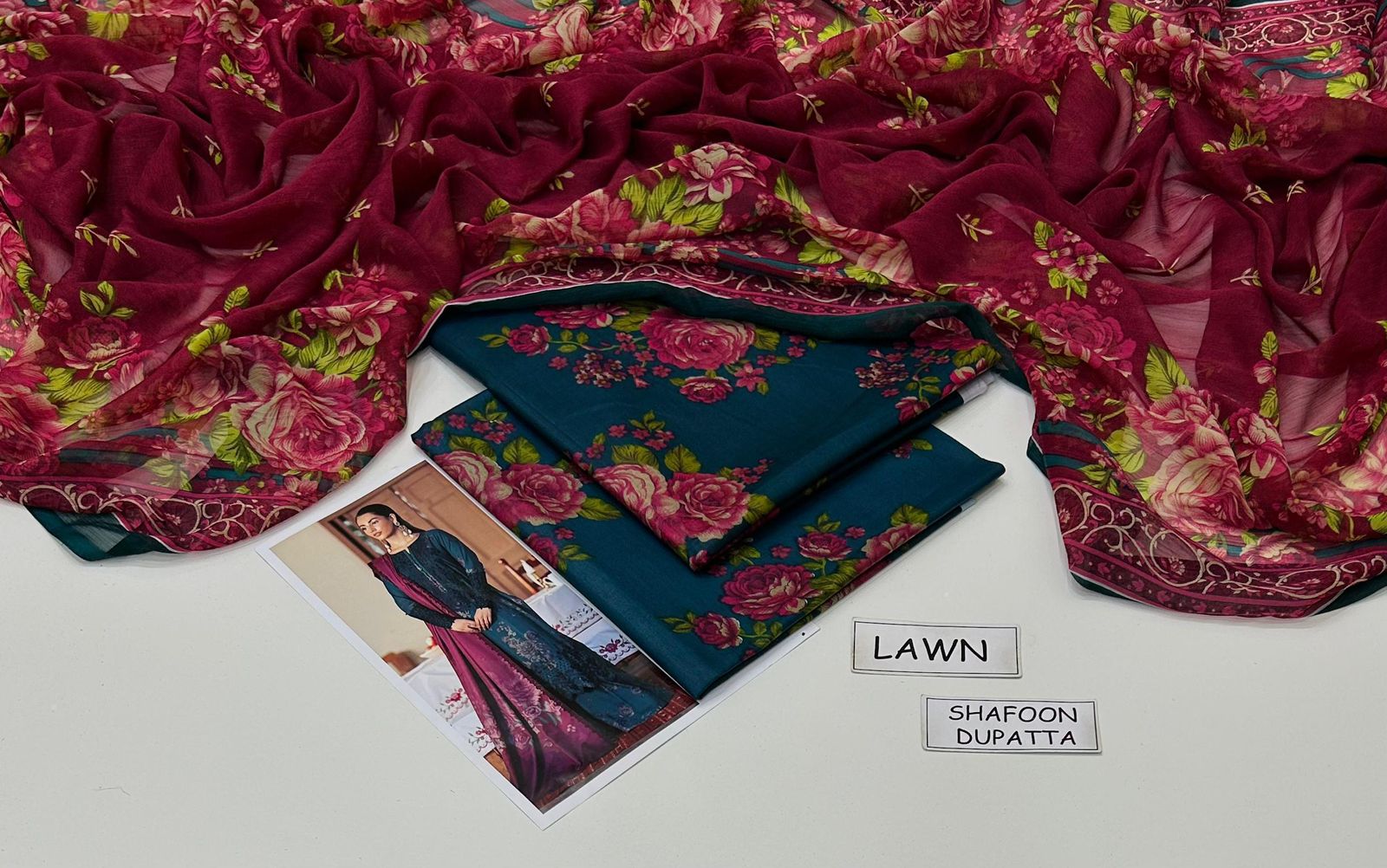Printed Lawn 3-Piece Unstitched Suit with Digital Chiffon & Lawn Dupatta