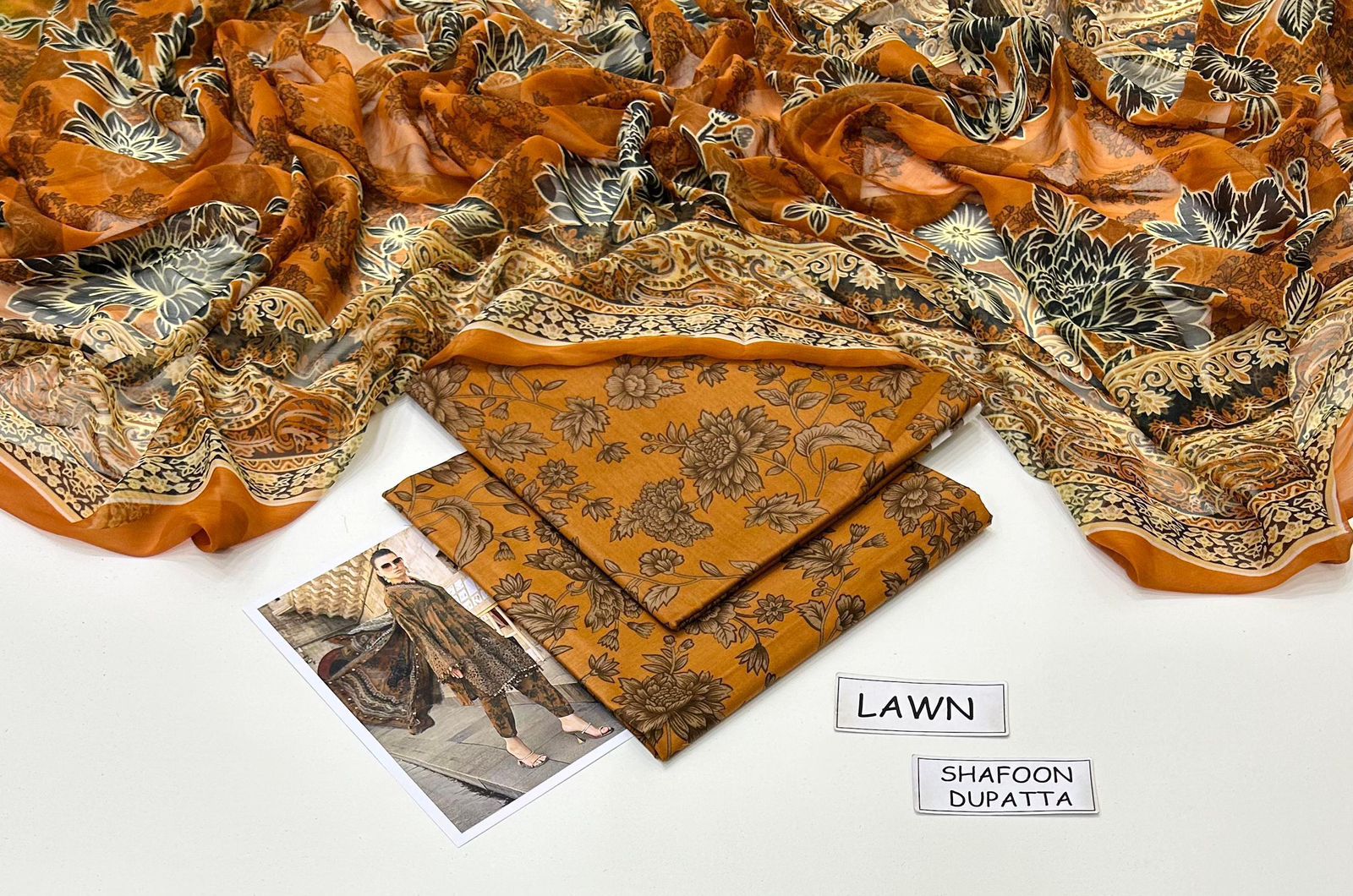 Printed Lawn 3-Piece Unstitched Suit with Digital Chiffon & Lawn Dupatta