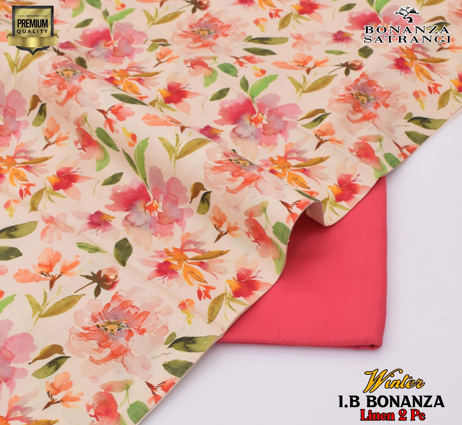 Digital printed 2-piece summer suit with dyed trouser for women
