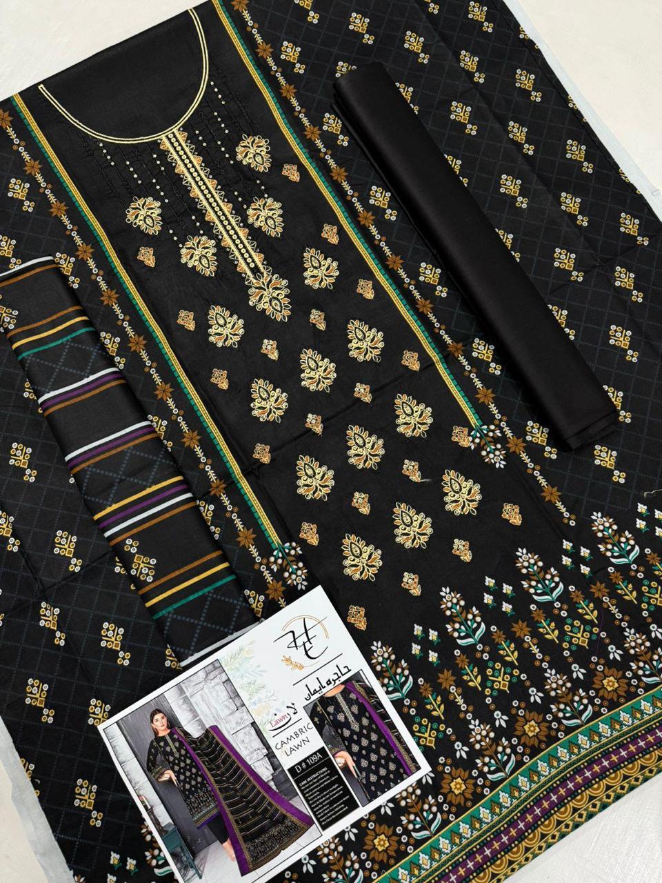 "Pakistani Summer Collection Cambric Cotton Dress Online"
