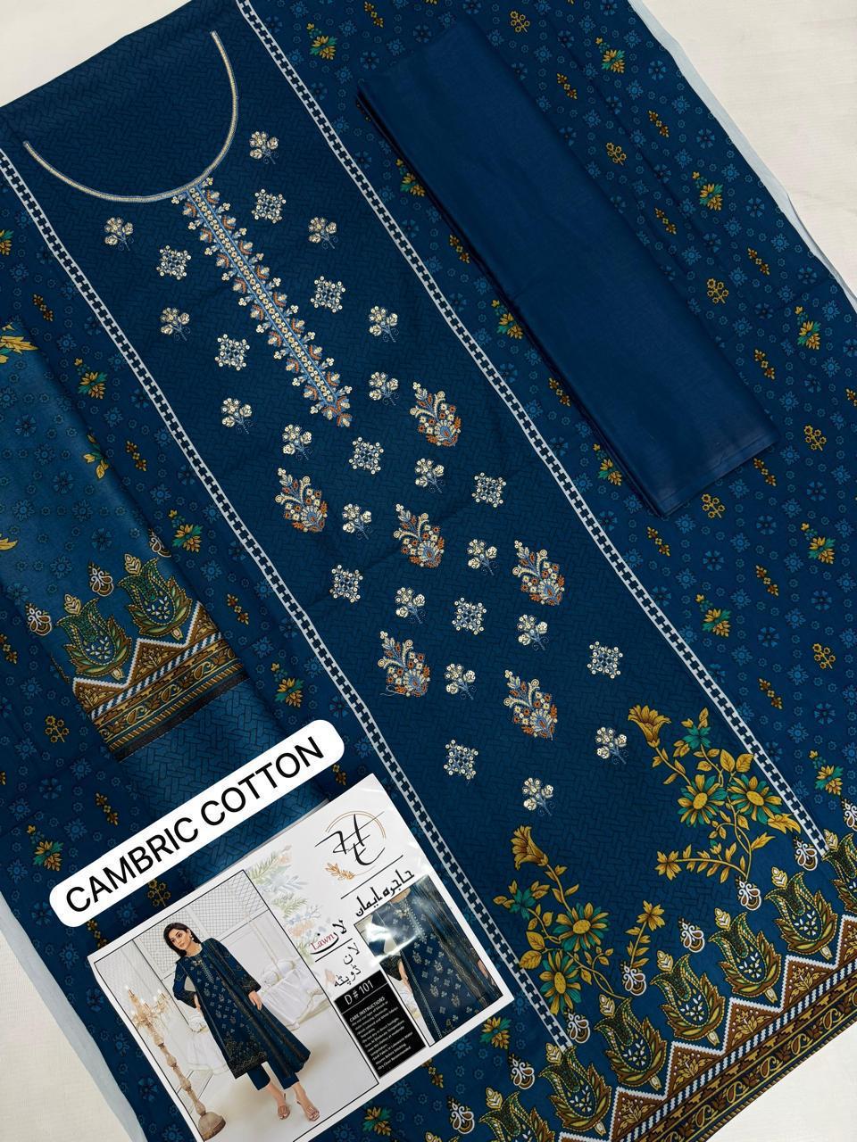 "Pakistani Summer Collection Cambric Cotton Dress Online"