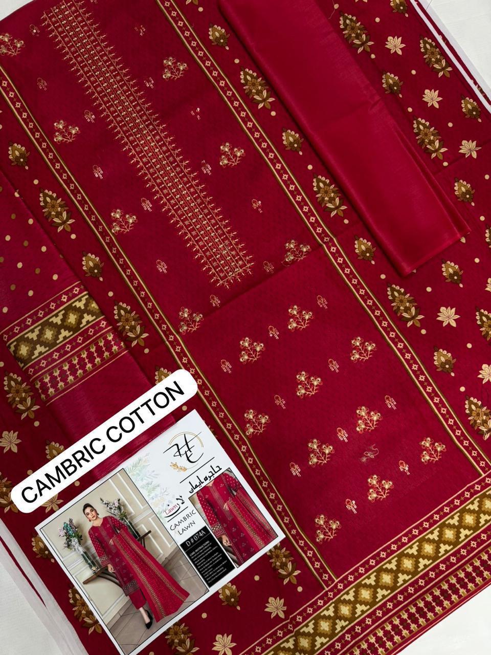 "Pakistani Summer Collection Cambric Cotton Dress Online"