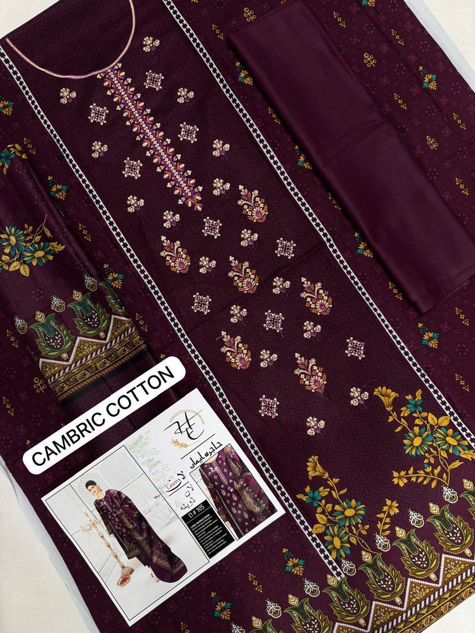 "Pakistani Summer Collection Cambric Cotton Dress Online"