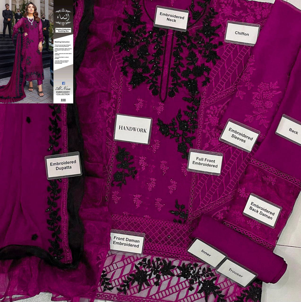 Luxury Embroidered Chiffon 3-Piece Suit – Elegant Collection