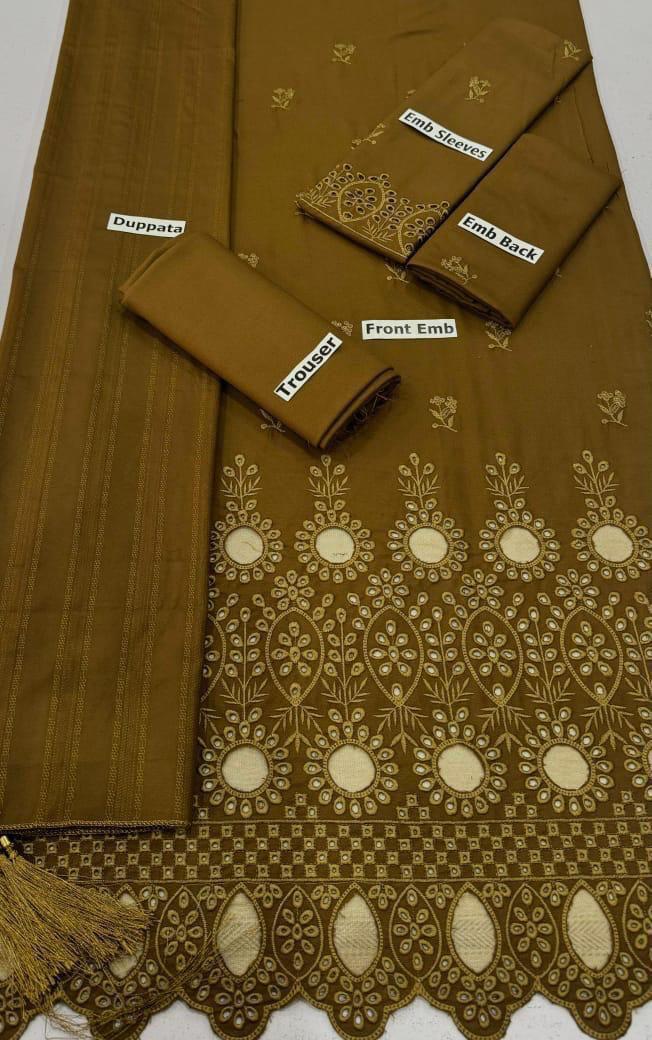 Stylish DHANAK 3 piece suit for women in Pakistan
Dyed DHANAK trouser for winter dresses