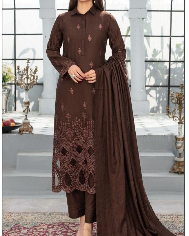 Stylish DHANAK 3 piece suit for women in Pakistan
Dyed DHANAK trouser for winter dresses