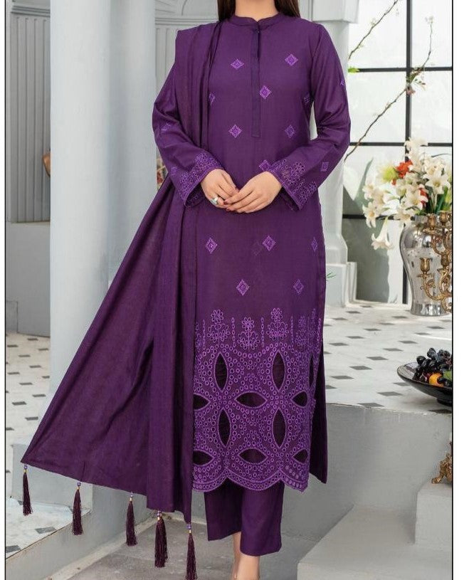 Stylish DHANAK 3 piece suit for women in Pakistan
Dyed DHANAK trouser for winter dresses