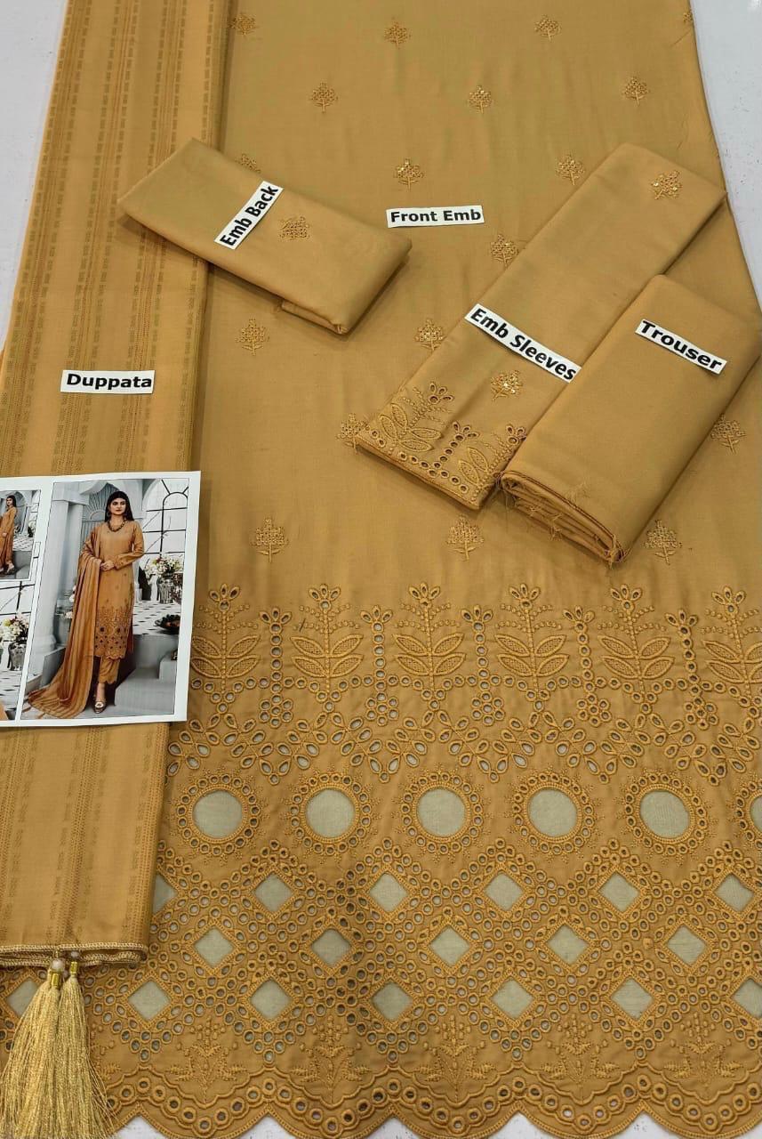Stylish DHANAK 3 piece suit for women in Pakistan
Dyed DHANAK trouser for winter dresses