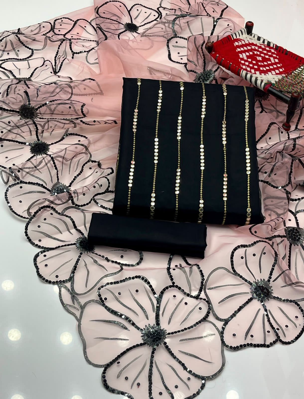 Fancy Heavy Embroidered Dress | Organza Dupatta, Sequence Shirt & Katan Silk Trouser