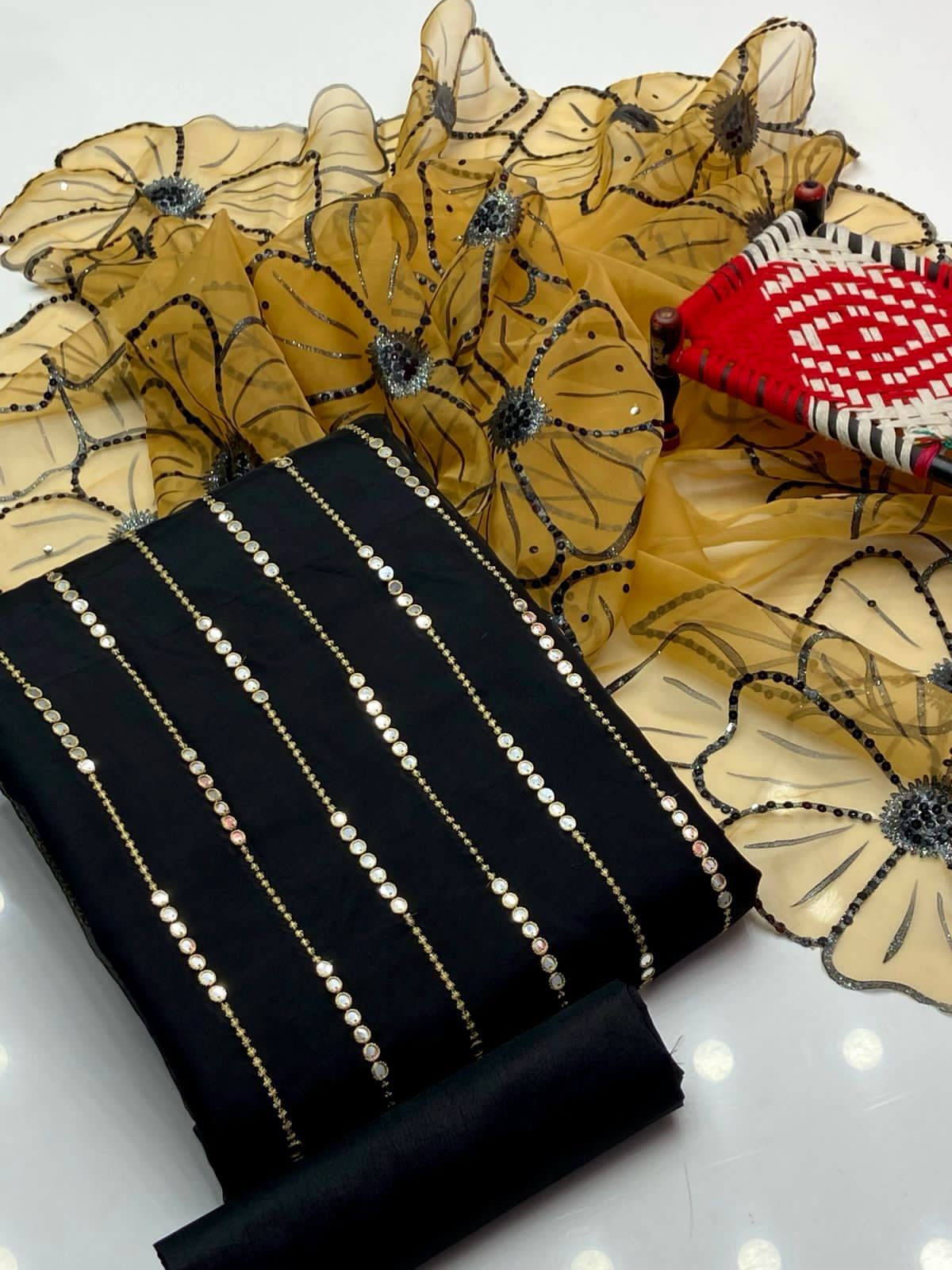 Fancy Heavy Embroidered Dress | Organza Dupatta, Sequence Shirt & Katan Silk Trouser