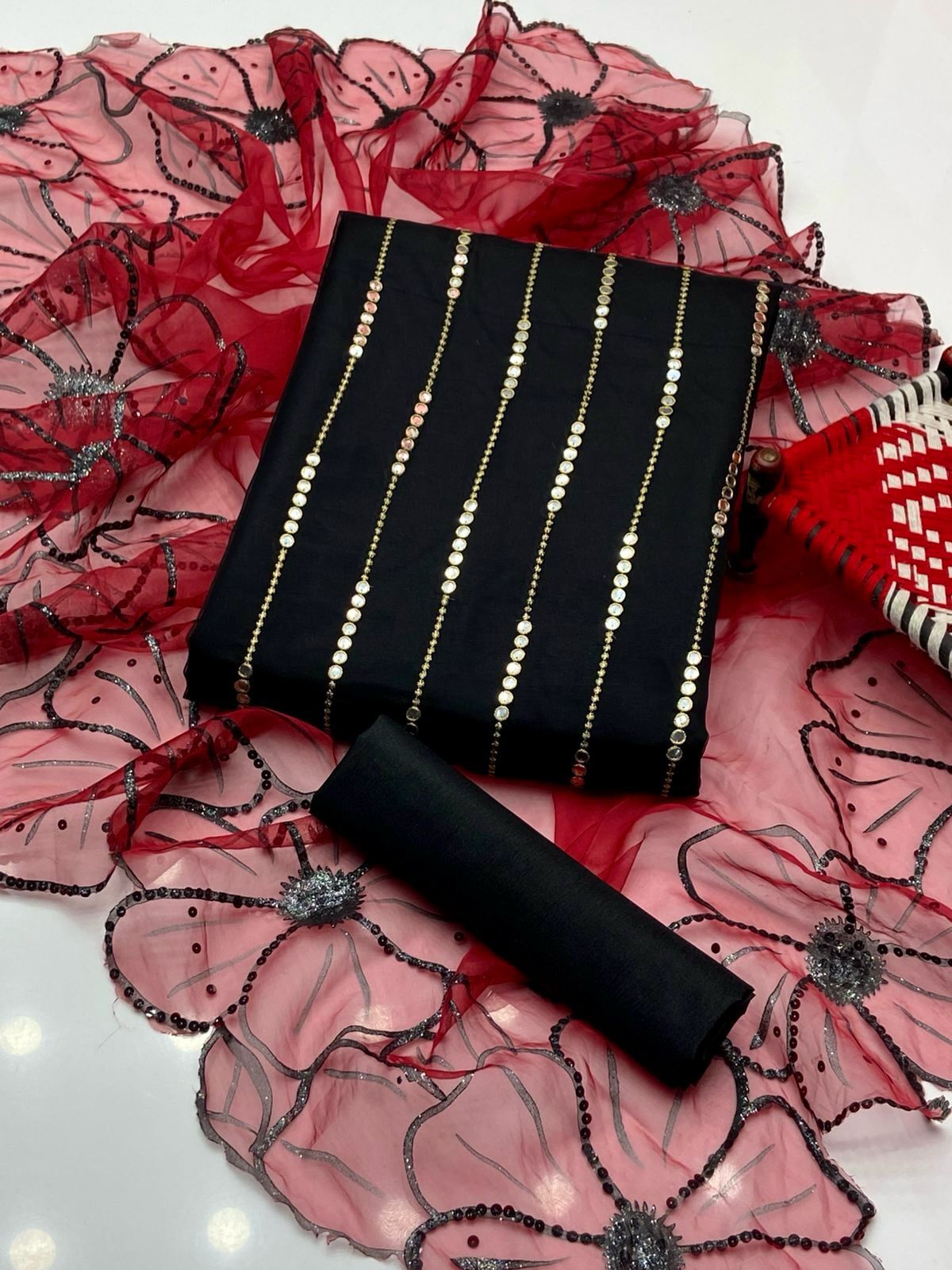Fancy Heavy Embroidered Dress | Organza Dupatta, Sequence Shirt & Katan Silk Trouser