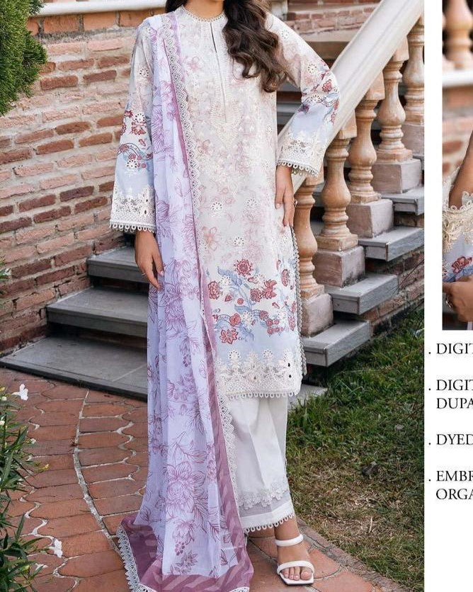 Luxury embroidered lawn 3 piece suit with chiffon dupatta clearance sale
Digital print lawn shirt with heavy embroidered patches Pakistan