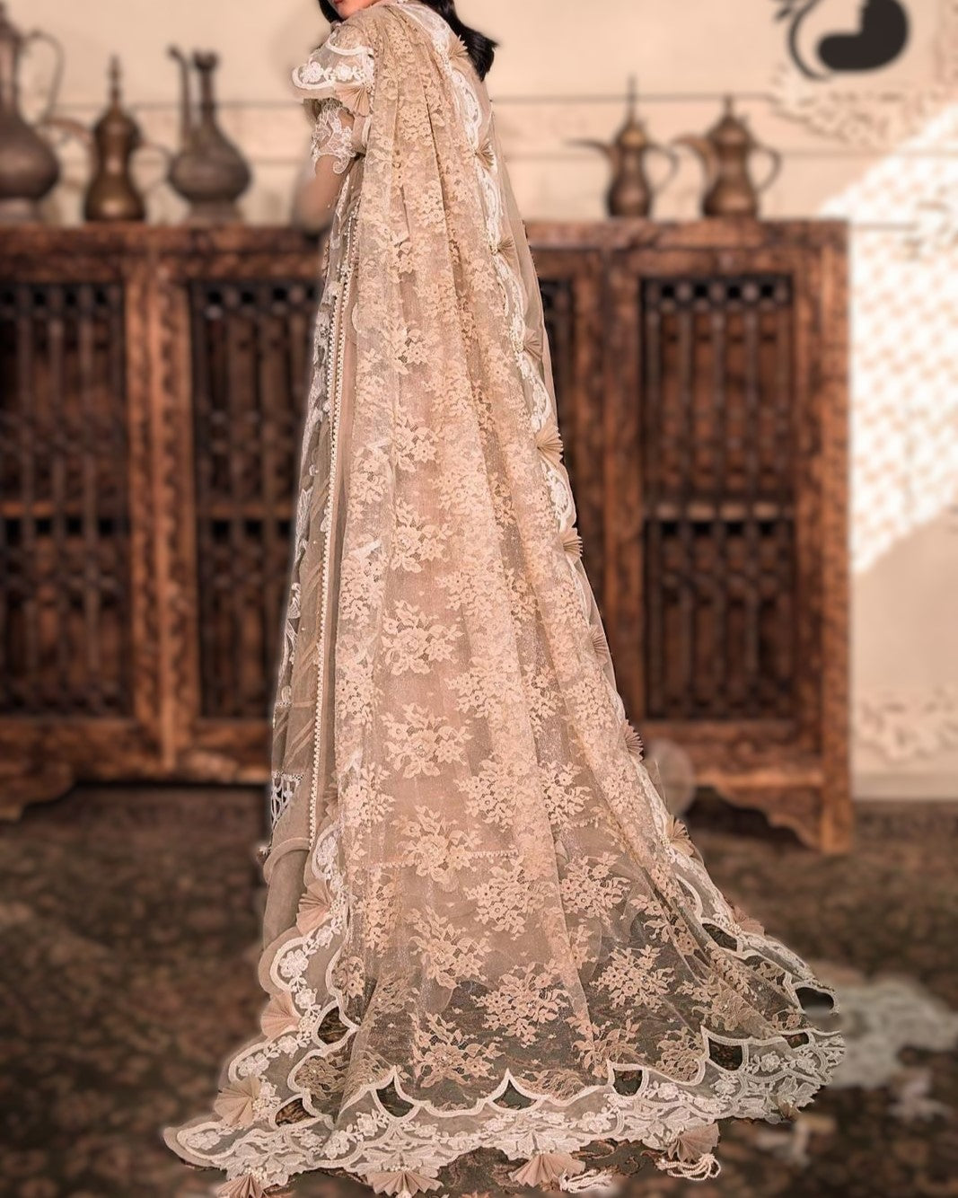 Luxury party wear organza frock style suit
