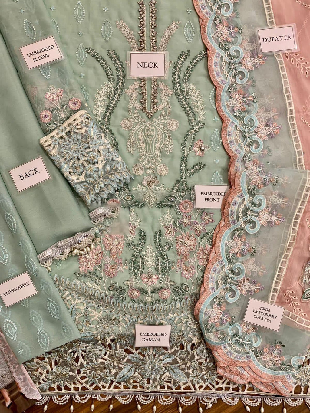 Wedding wear chiffon embroidered suit for women